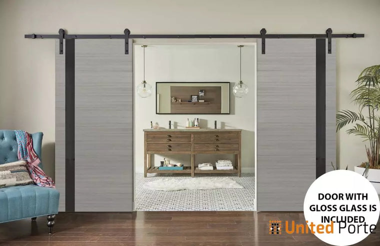 Sturdy Barn Door with Frosted Glass | Modern Solid Panel Interior Doors | Planum 0440