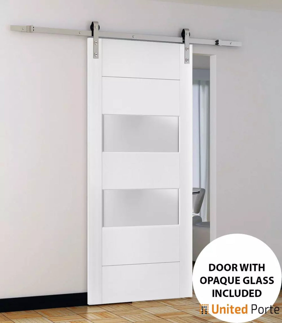 Sturdy Barn Door with Frosted Glass | Solid Panel Interior Doors | Lucia 4010