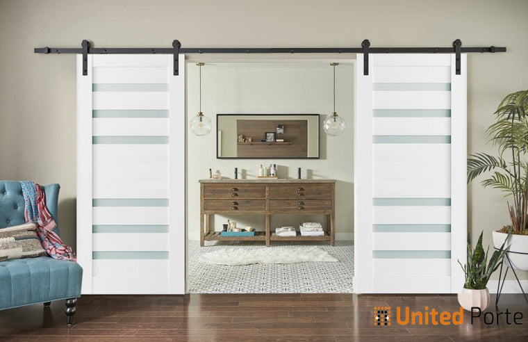 Sturdy Barn Door with Frosted Glass | Solid Panel Interior Doors | Quadro 4266
