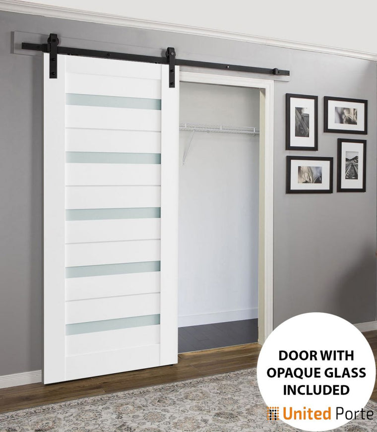 Sturdy Barn Door with Frosted Glass | Solid Panel Interior Doors | Quadro 4445