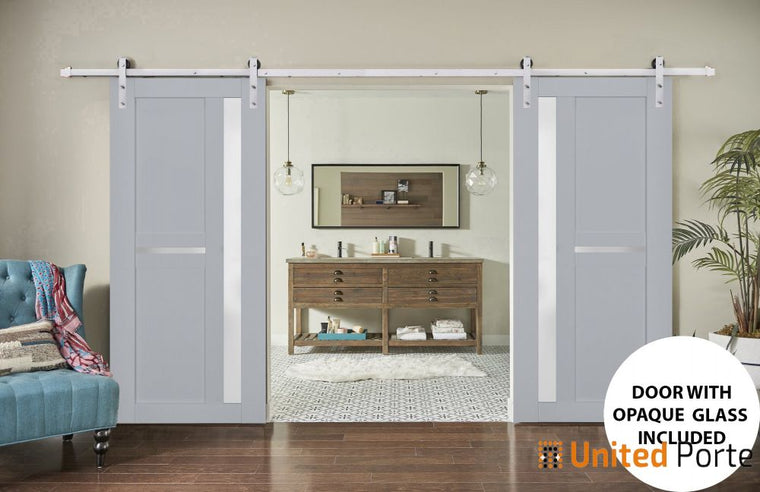 Sturdy Barn Door with Frosted Glass | Solid Panel Interior Doors | Veregio 7288