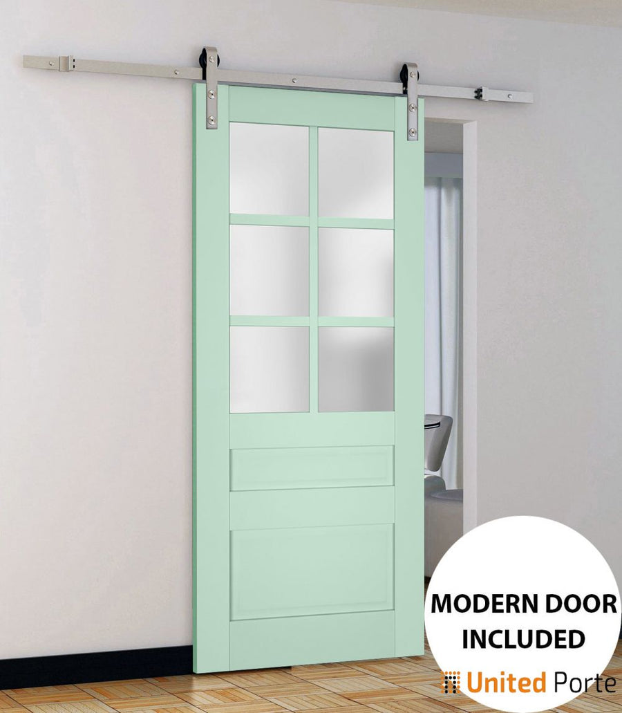 Sturdy Barn Door with Frosted Glass | Solid Panel Interior Doors | Veregio 7339