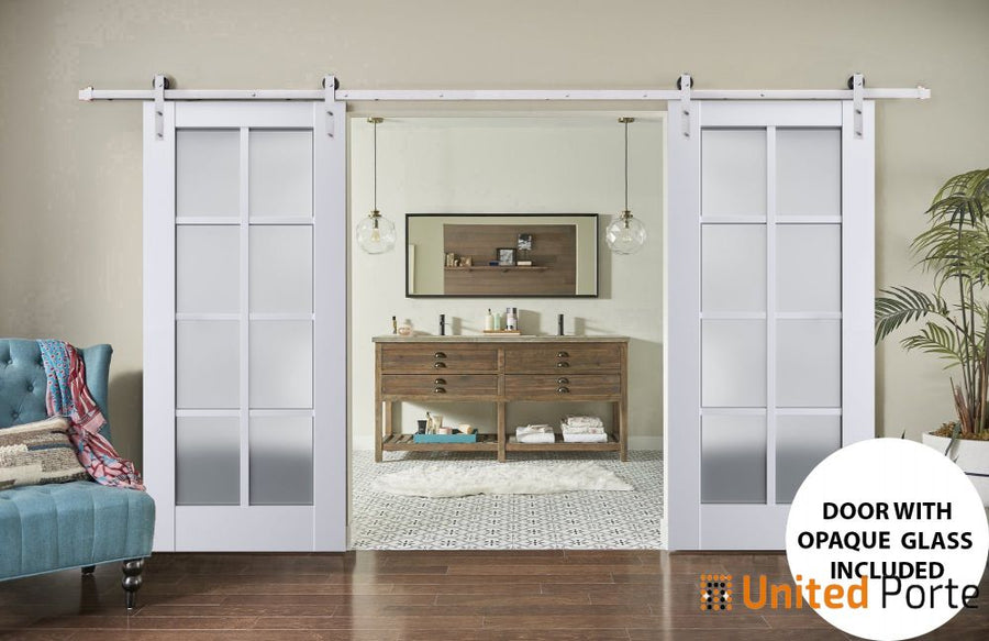 Sturdy Barn Door with Frosted Glass | Solid Panel Interior Doors | Veregio 7412