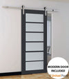 Sturdy Barn Door with Frosted Glass | Solid Panel Interior Doors | Buy Doors Online