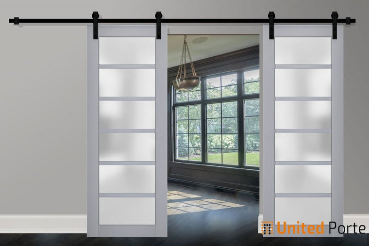 Sturdy Barn Door with Frosted Glass | Solid Panel Interior Doors | Veregio 7602