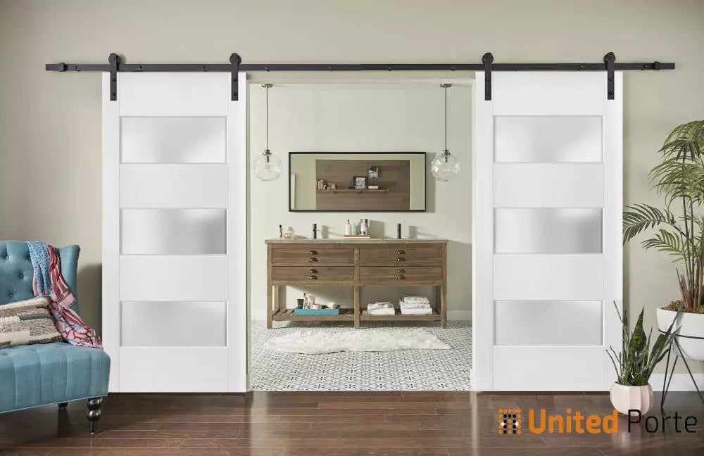 Sturdy Barn Door with Frosted Glass | Solid Panel Interior Doors | Lucia 4070