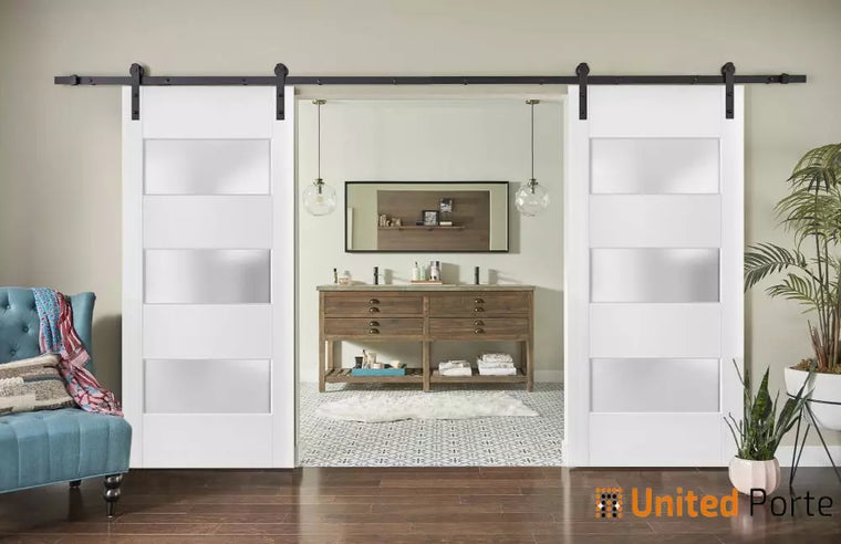 Sturdy Barn Door with Frosted Glass | Solid Panel Interior Doors | Lucia 4070