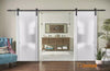 Sturdy Barn Door  with Frosted Tempered Glass | Modern Solid Panel Interior Doors | Buy Doors Online